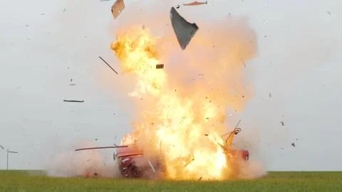 Car Explosion, Car On Fire Stock Photos