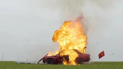 Car Explosion, Car On Fire Stock Photos