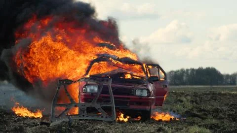 Car Explosion, Car On Fire Stock Photos