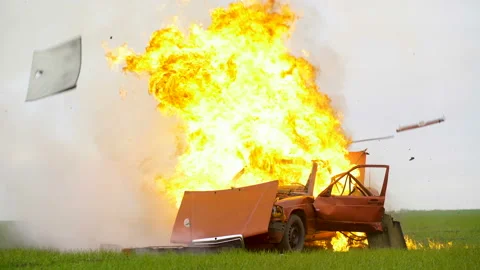 Car Explosion in the field Video stock 90093352