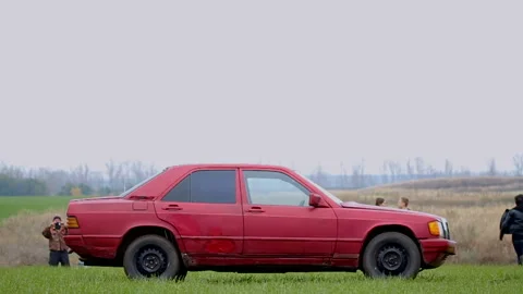 Car Explosion In The Field. Stock Footage 98694340