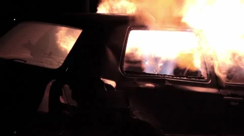 Car Explosion at night Stock Footage 67595354