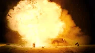 Car Explosion On Night Stock Footage