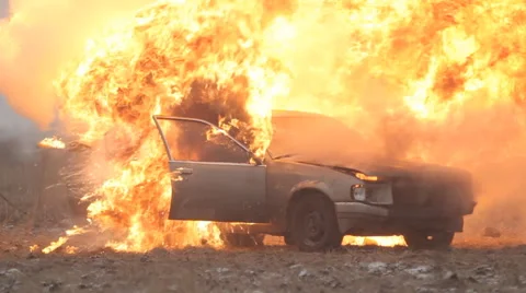 Car explosion, slow-mo Stock Footage 63126823