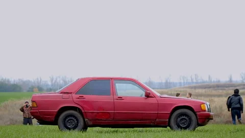 Car Explosion. Slow Motion. Side View Stock Footage 98694159