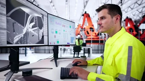 Car Factory Automotive Computer 3D CAD Stock Footage 296933122