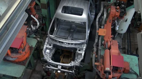 Car factory. Machine making car in line Vídeos de archivo 36428865