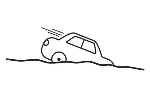 Car fall overboard.line easy design . Stock Illustration
