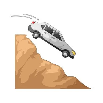 Car falling off cliff illustration Stock Illustration