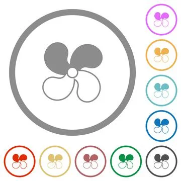 Car fan level 2 flat icons with outlines Stock Illustration