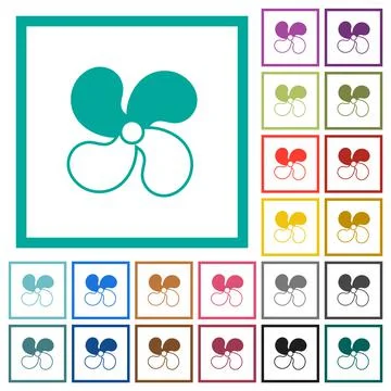 Car fan level 2 flat color icons with quadrant frames Stock Illustration