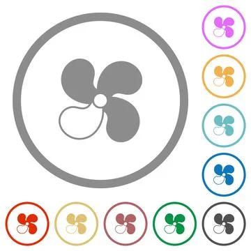 Car fan level 3 flat icons with outlines Stock Illustration