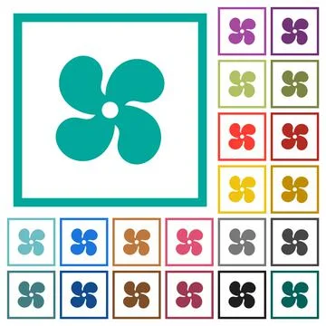 Car fan level 4 flat color icons with quadrant frames Stock Illustration