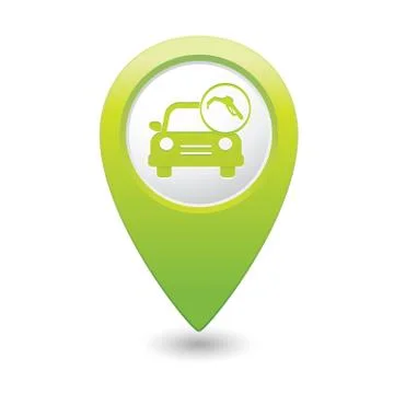 Car with fast refueling icon map pointer green Stock Illustration
