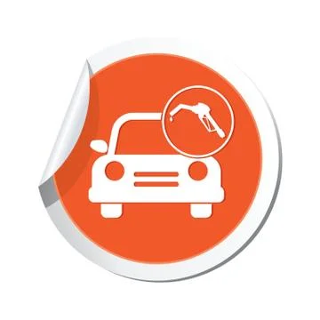 Car with fast refueling icon orange label Stock Illustration