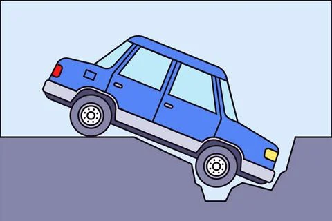 The car fell into a hole. Stock Illustration