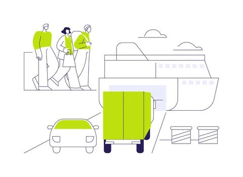 Car ferry abstract concept vector illustration. イラスト素材