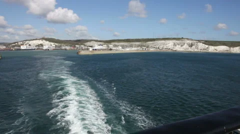 Car ferry leaving the harbour at Dover, Kent, UK Stock Footage 5297114