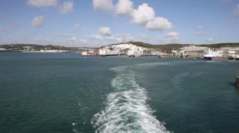 Car ferry leaving the harbour at Dover, Kent, UK Stock Footage 5297175