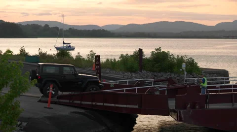 Car Ferry Loading in New Brunswick Canada. Stock Footage 66006153