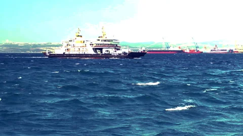 Car ferry on the sea Stock-Footage 247359027