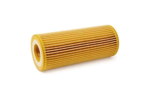 Car filter close-up isolated on white background. Oil filter. Stock Photos