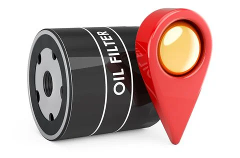 Car filter with map pointer. 3D rendering Illustrazione stock