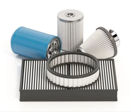 Car filter set isolated on white background. 3D illustration Stock Illustration