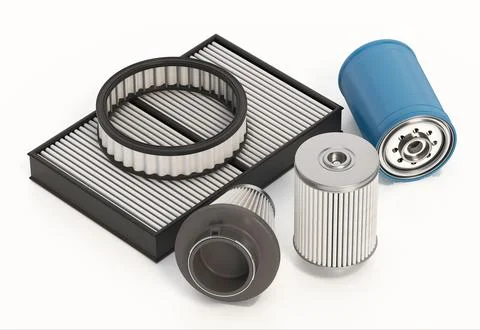 Car filter set isolated on white background. 3D illustration Stock Illustration