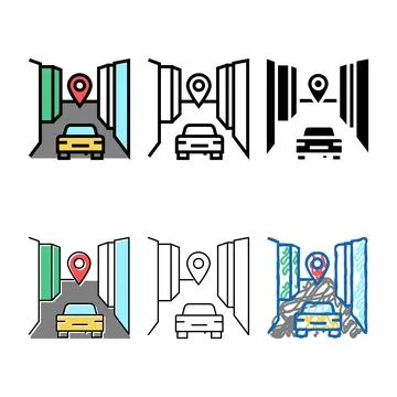 Car final destination variations color icon vector Stock Illustration