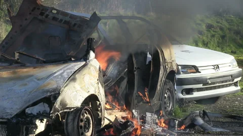 Car on fire 15 Stock Footage 45285788