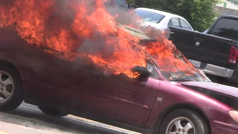 Car on Fire Stock Footage 283505151