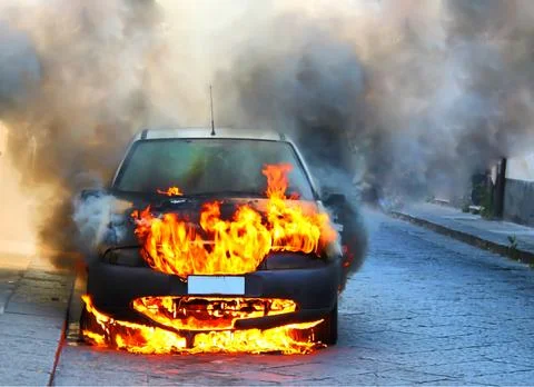 Car on fire Stock Photos