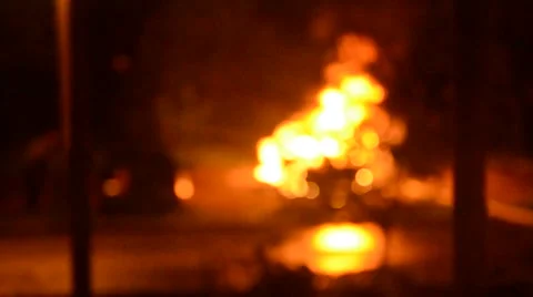 Car on Fire. Rescue. Front View. Ukraine. Sabotage  Stock Footage 51016390
