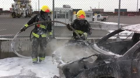Car Firefighting 911 Stock Footage 12585188