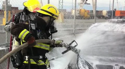 Car Firefighting 911 Stock Footage 12585349