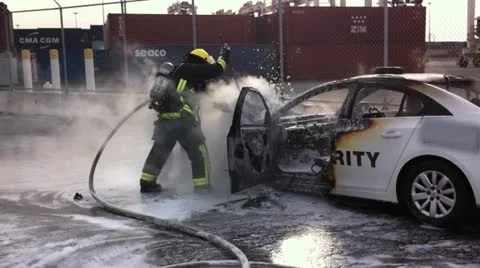 Car Firefighting 911 Stock Footage 12585413