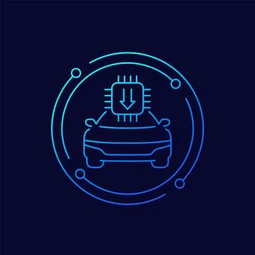 Car firmware update icon in linear design Stock Illustration