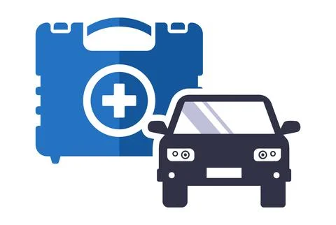 Car first aid kit icon for first aid. Stock Illustration