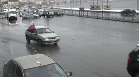 Car with the flag of Russia Video stock 37874442