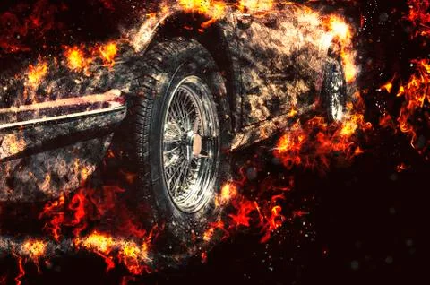 Car in flames Stock Photos