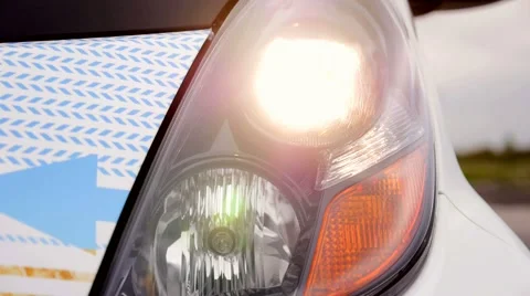 Car flasing light outside vehicle red white lights Stock Footage 64916861
