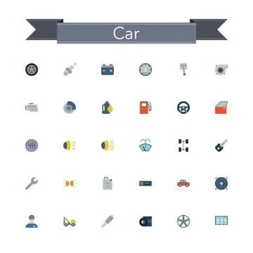 Car Flat Icons Stock Illustration