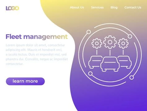 Car fleet management website template, vector design Illustrazione stock