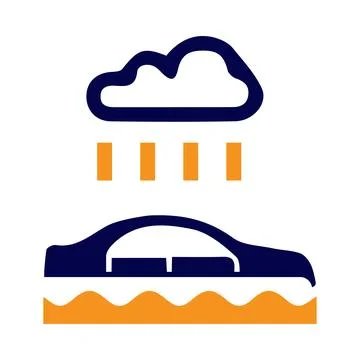Car, flood, disaster, icon, cloud, rain, car flood disaster icon Stock Illustration