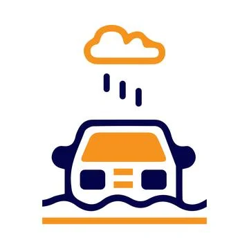 Car, flood, disaster, icon, cloud, rain, car flood disaster icon Stock Illustration