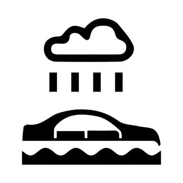 Car, flood, disaster, icon, cloud, rain, car flood disaster icon Stock Illustration