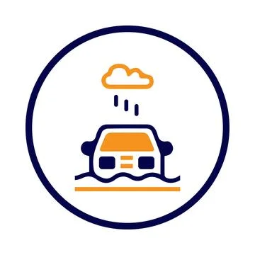 Car, flood, disaster, icon, cloud, rain, car flood disaster icon Stock Illustration
