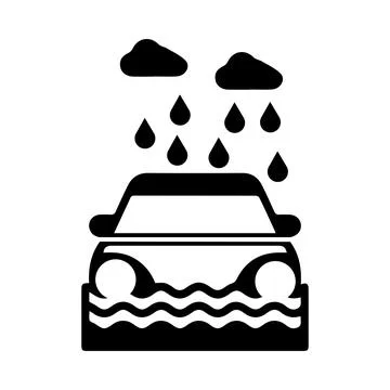 Car, flood, disaster, icon, cloud, rain, car flood disaster icon Stock Illustration