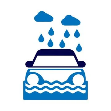 Car, flood, disaster, icon, cloud, rain, car flood disaster icon Stock Illustration